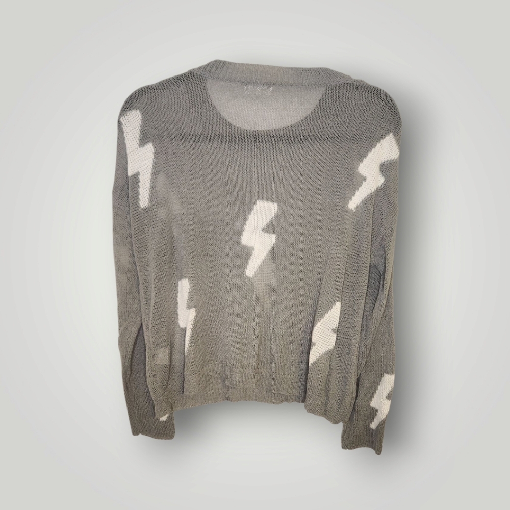 Storia Charcoal Sweater with Ivory Lightning Accents size S